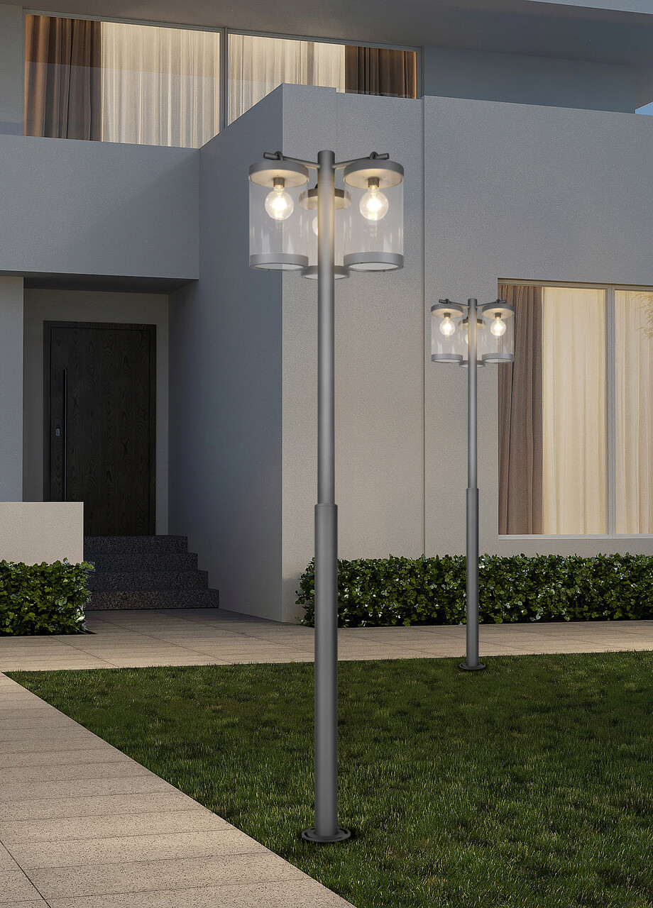 Lampadar de exterior Sambesi, TRIO, 51x240 cm, 28W, 3x E27, aluminiu, antracit - imagine 4
